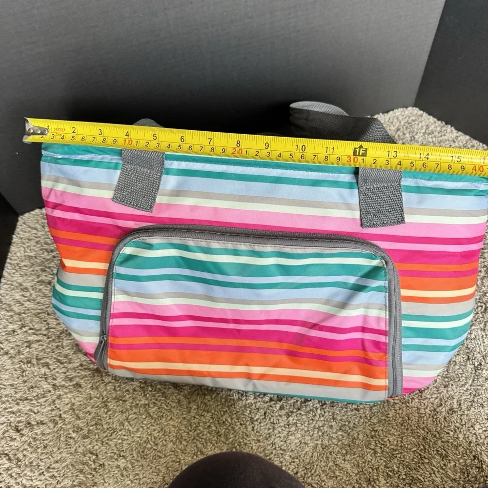 Thirty-One 31 Family Picnic Thermal Lollipop Stripe Large Thermal Tote Handles